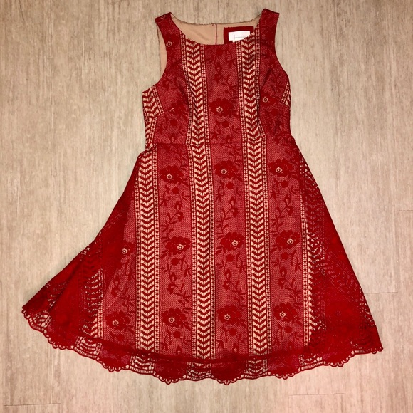 NEW RARE Anthropologie Red mini lace dress - Picture 5 of 7